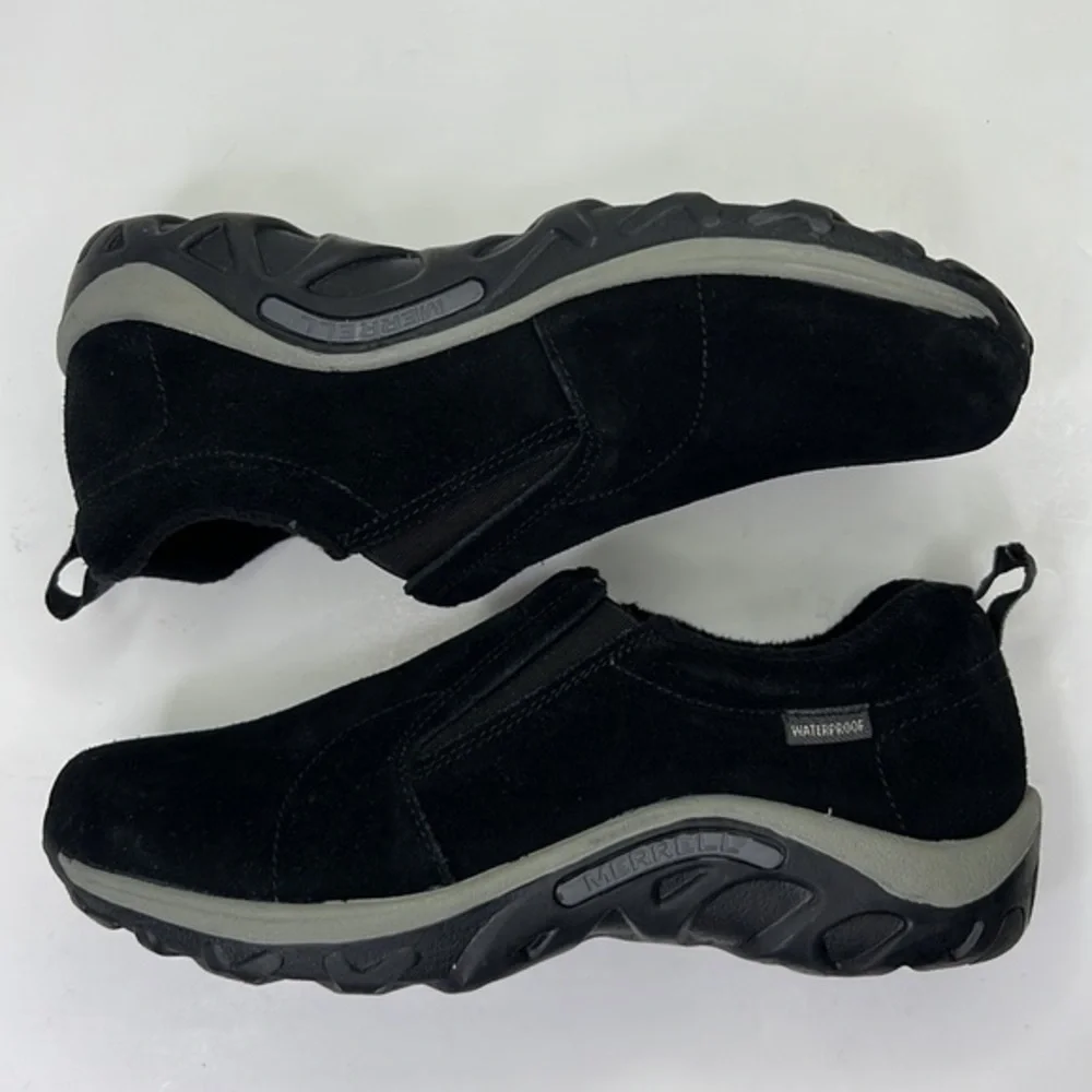 MERRELL Kid’s Jungle Moc Frosty Waterproof Black moccasin slip on shoe Sz 4.5